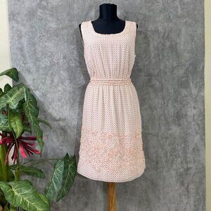 NWT Max Studio Dainty Ruffle polka dot dress M pink ribbon floral detail hem